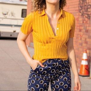 Zara Tops - Zara yellow ribbed polo Zara Tops - Zara yellow ribbed polo